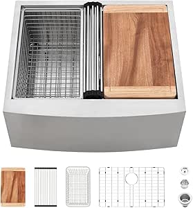24 Inch Stainless Steel Farmhouse Sink Workstation for Kitchens