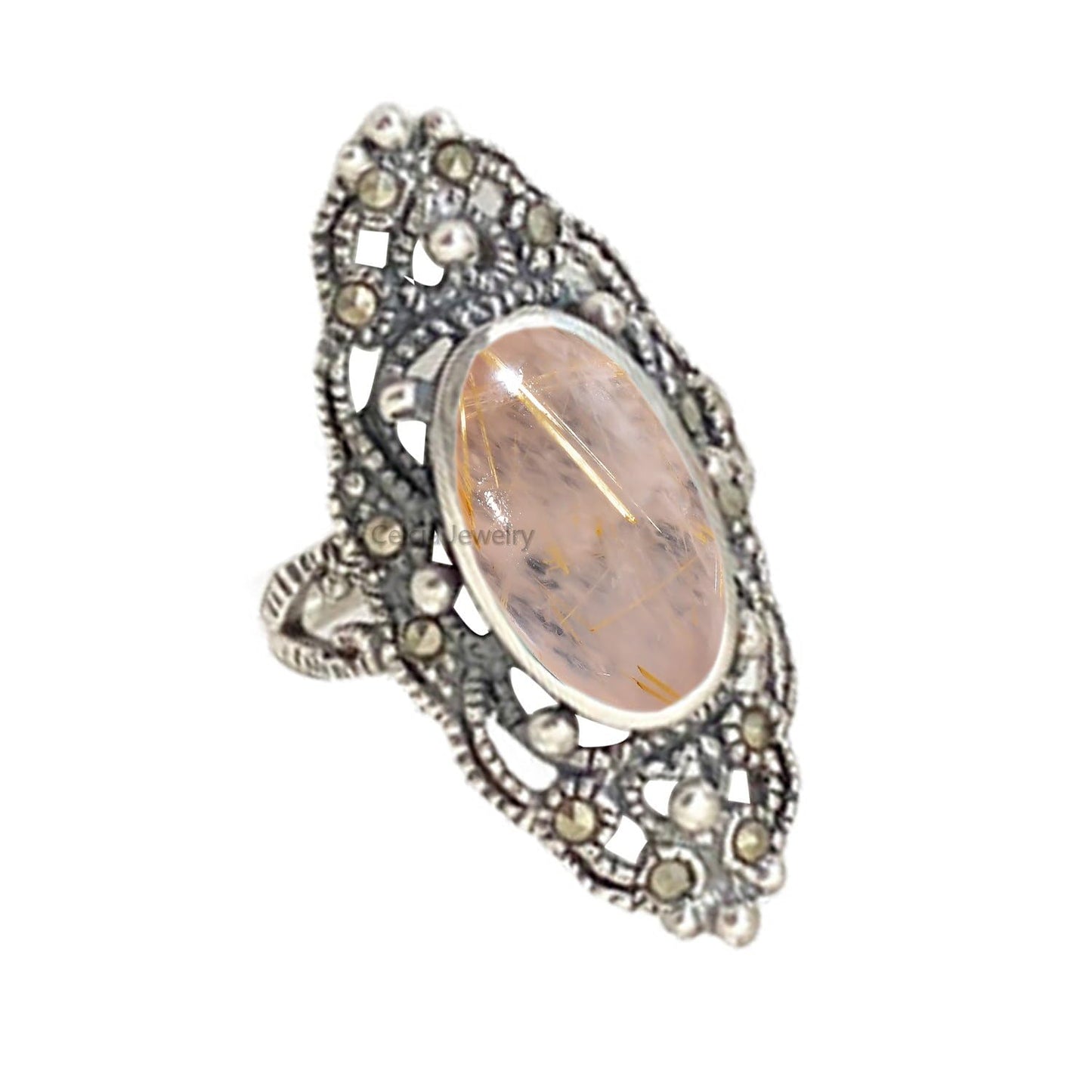 Pure 925 Sterling Silver Turquoise Ring for Women, Boho Style