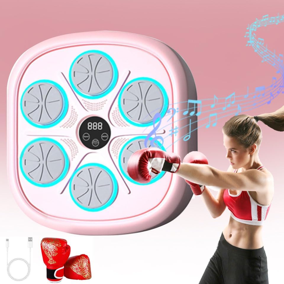 Pink Smart Music Boxing Machine for Total-Body Workout