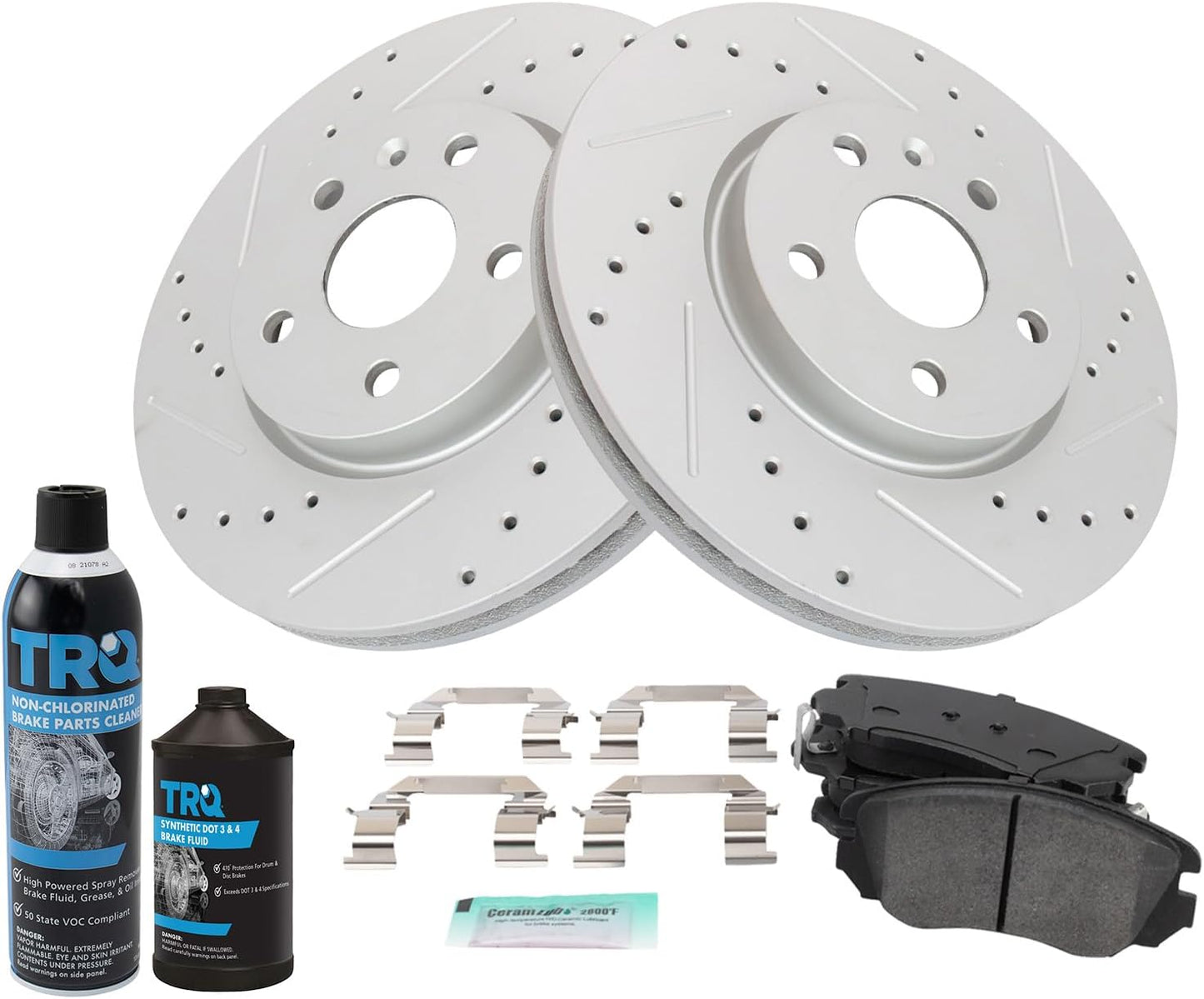 TRQ Front Brake Pad & Rotor Kit for 10-17 Buick & 10-20 GMC