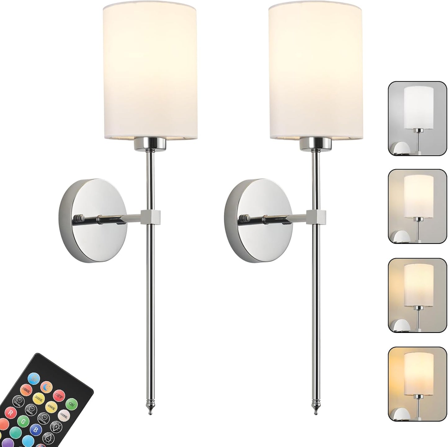 Battery Operated Wall Sconces Set of Two with Remote Control