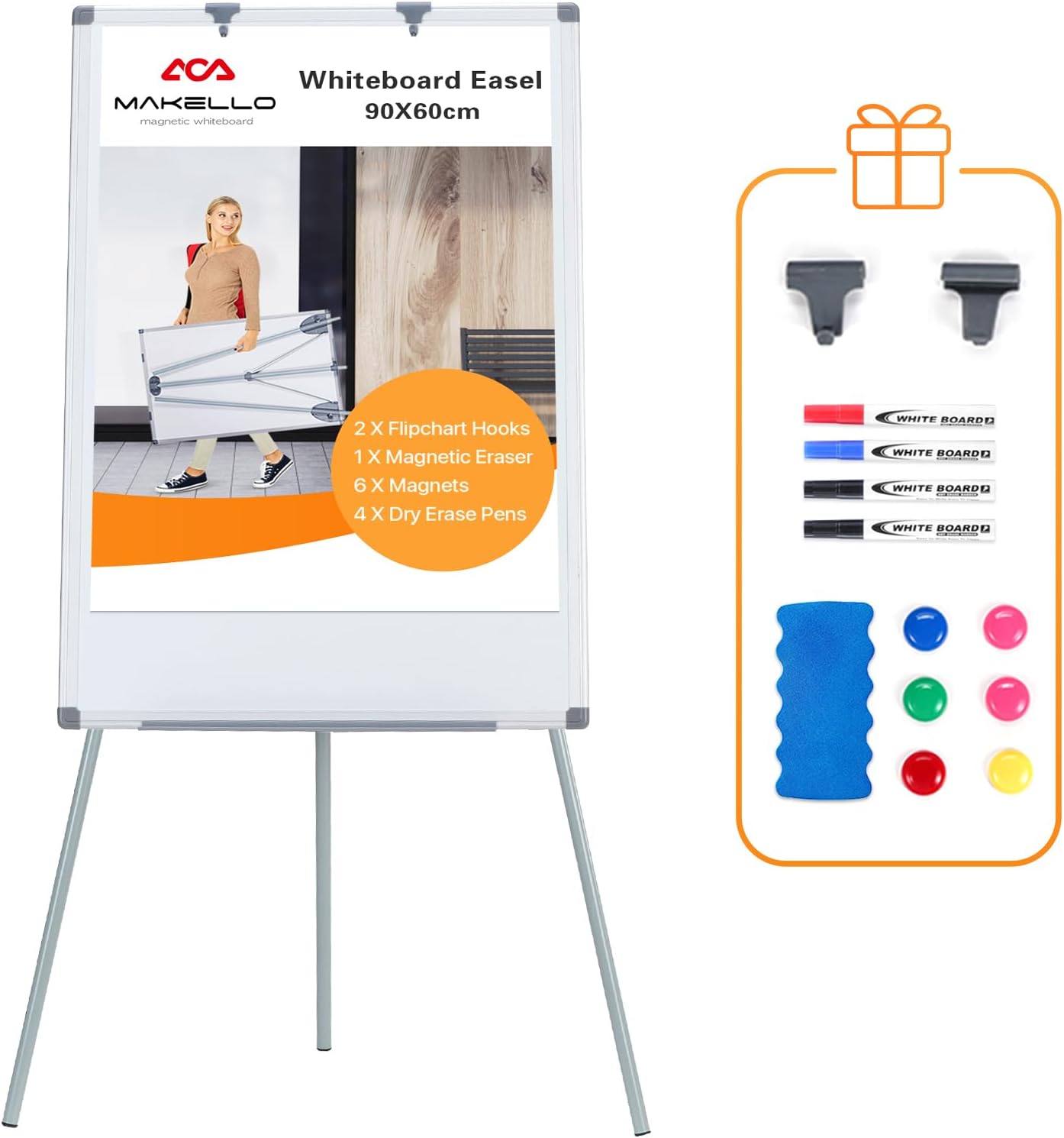 MAKELLO White Board with Stand, Portable Easel for Home Office
