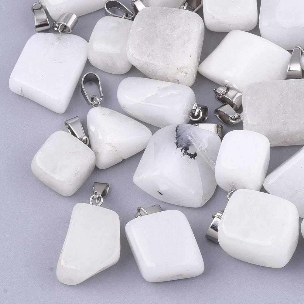 Natural White Jade Healing Stone Charms