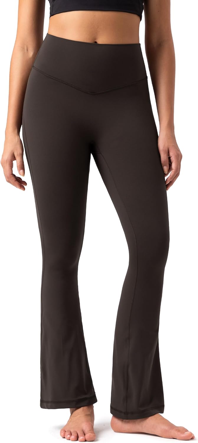 Colorfulkoala No Front Seam Flare Leggings for Women Yoga Pants