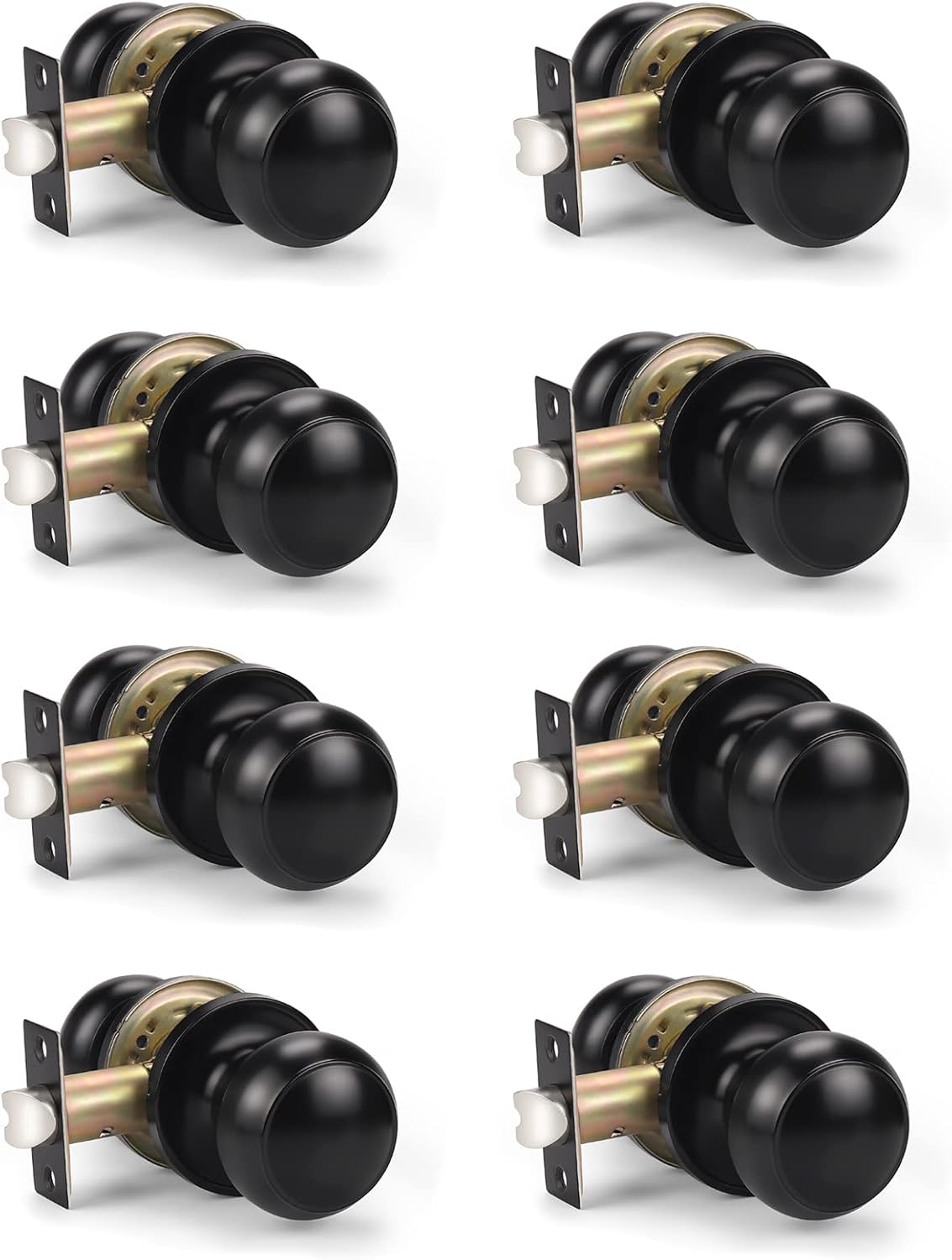 KNOBWELL 8 Pack Black Door Knob for Hallway and Closet Use