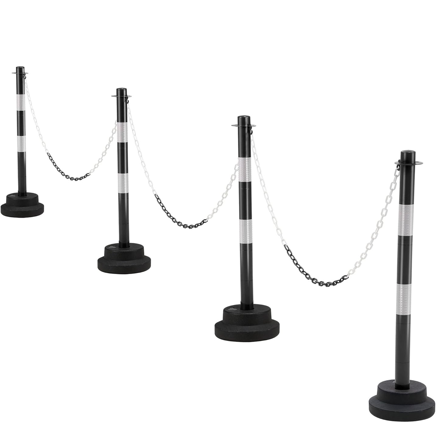 34 inch Traffic Delineator Post Set with Reflective Safety Features