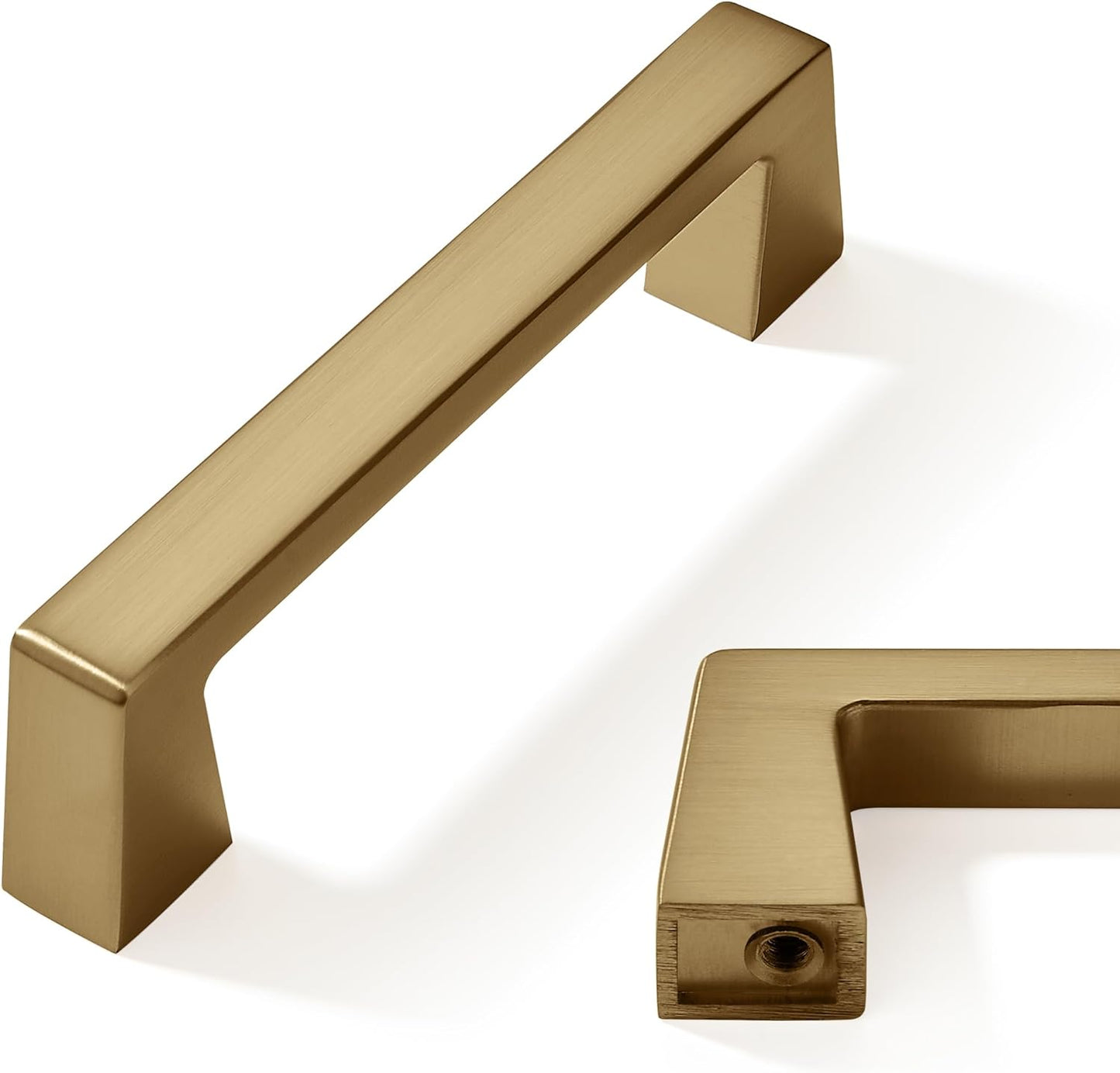 10 Pack 3-3/4 inch Solid Brushed Gold Cabinet Handles for Kitchen