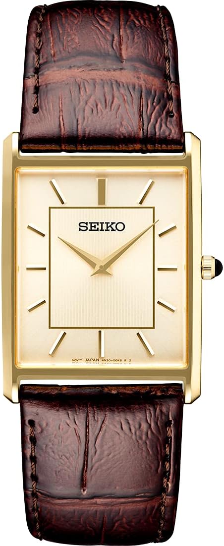 Seiko Essentials Water Resistant Men's Watch with Leather Strap