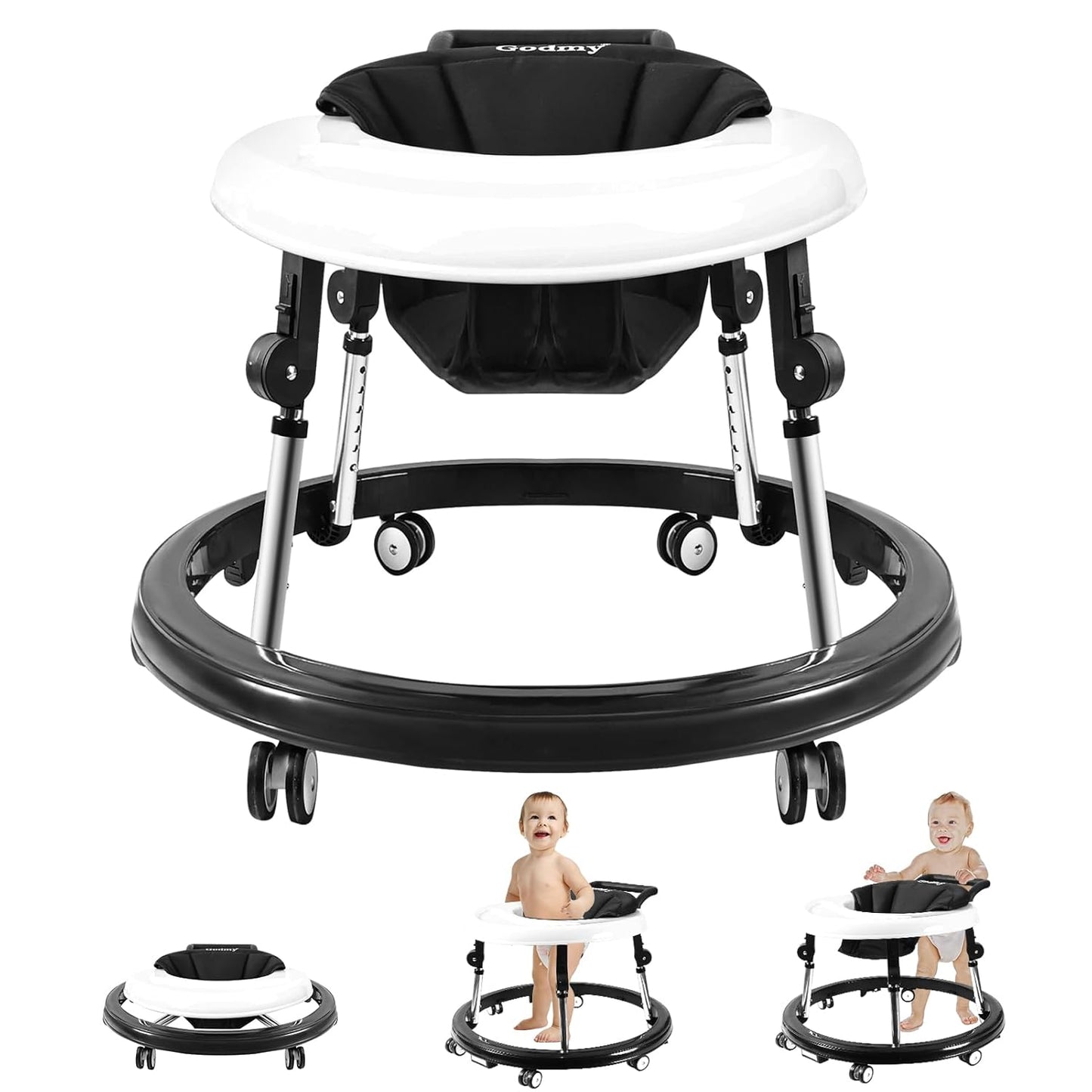 Qizhi-Bear Foldable Baby Walker: Safe Anti-Rollover Design
