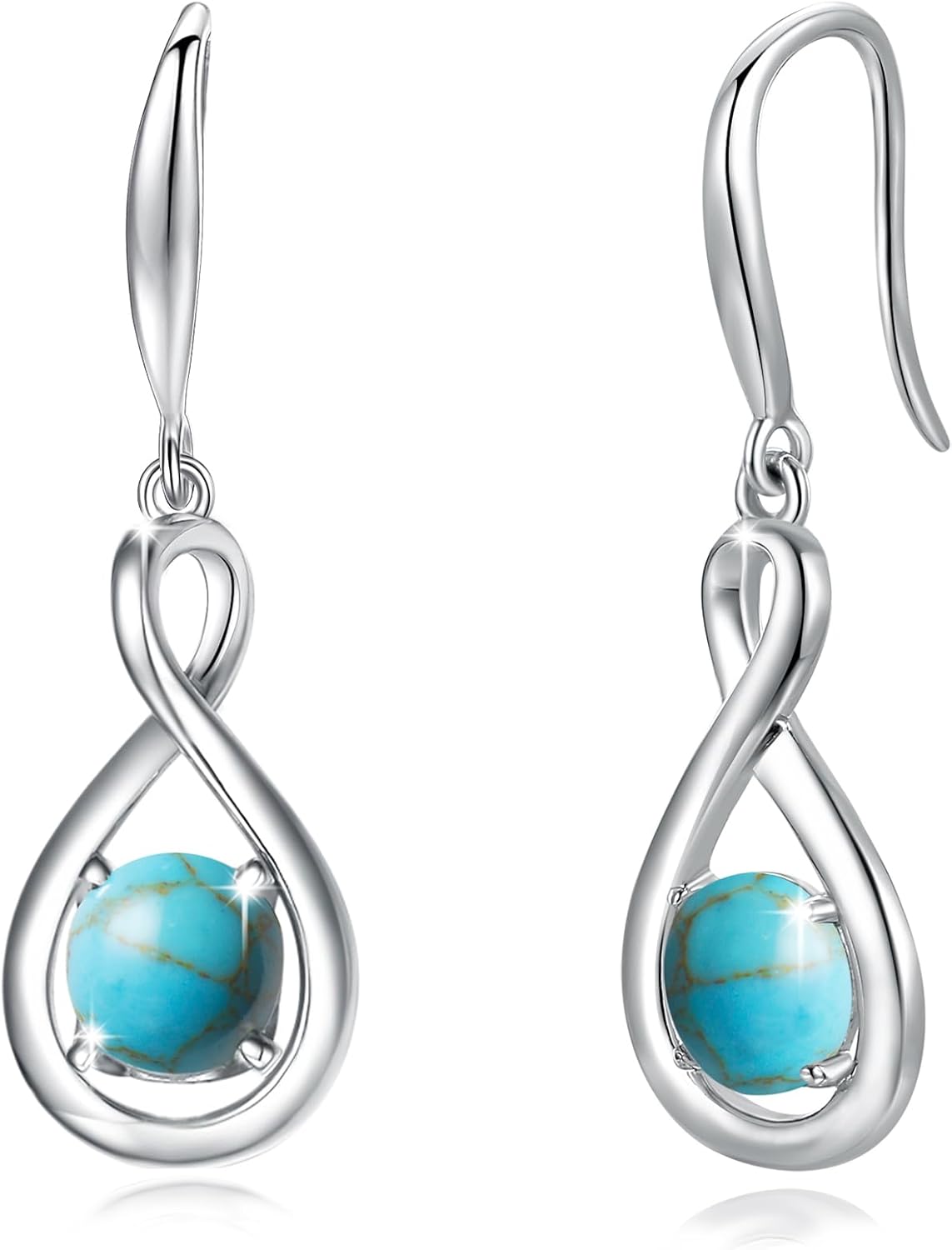Dangle Drop Earrings in 925 Sterling Silver with Birthstone
