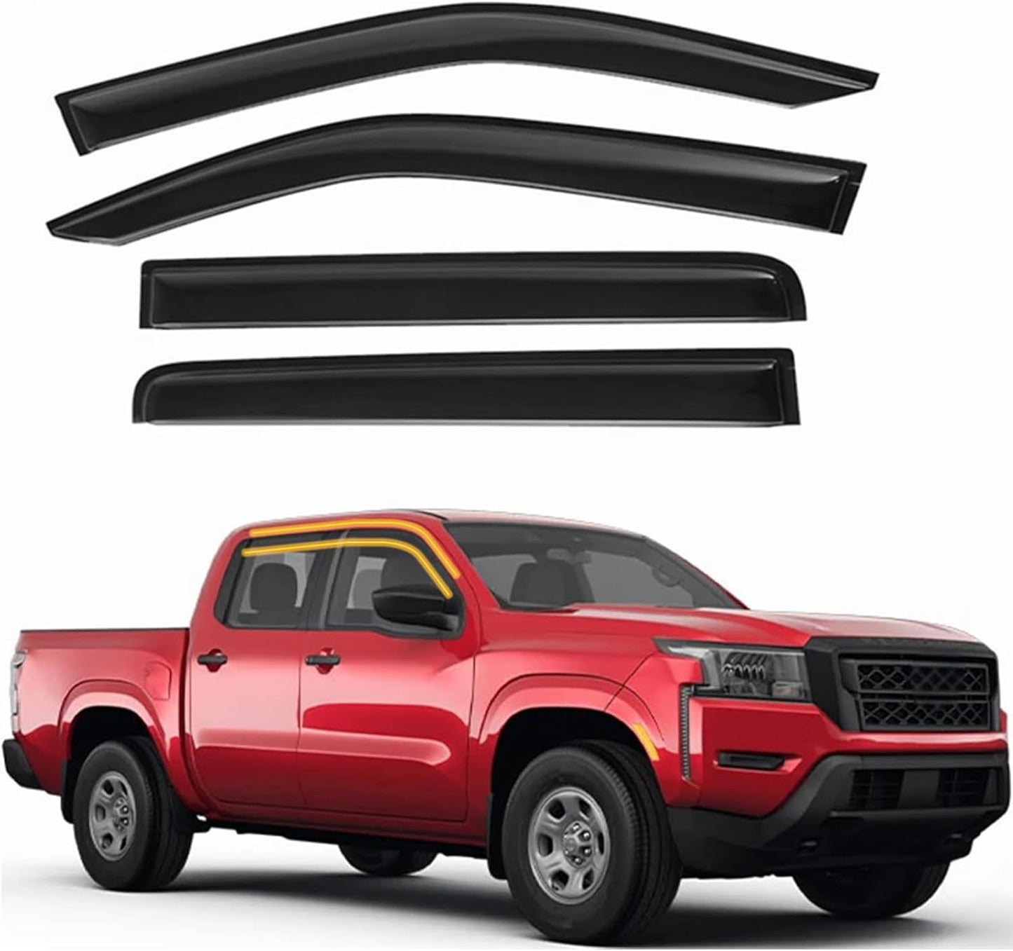 Tape-On Window Visors for 2022-2025 Nissan Frontier Crew Cab