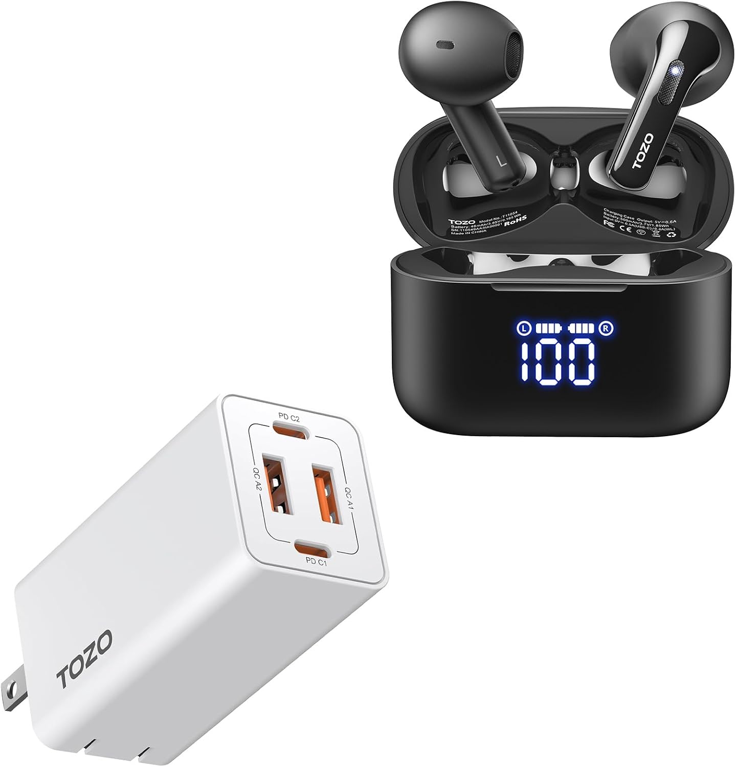 TOZO T21 Wireless Earbuds + Fast 65W Charger Pack