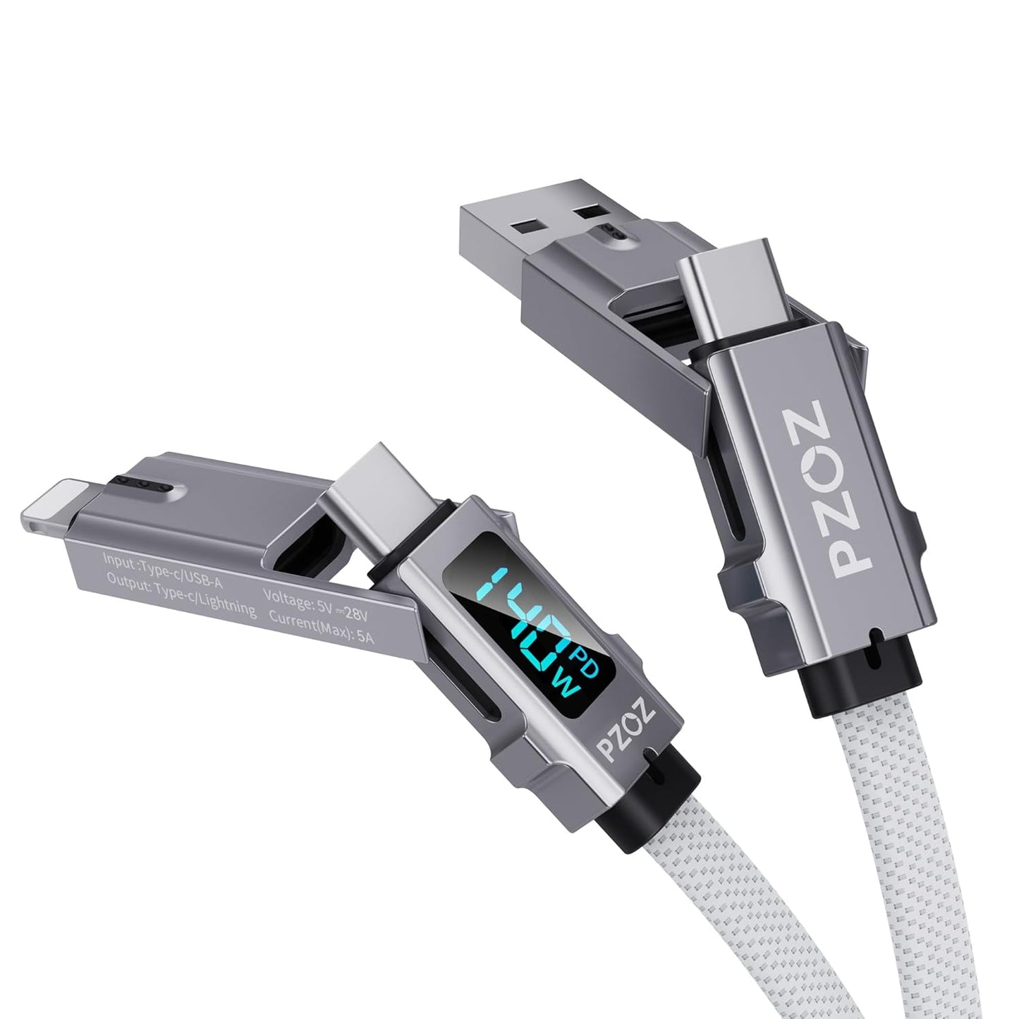 Fast Charge 4-in-1 USB C Cable with LED Display