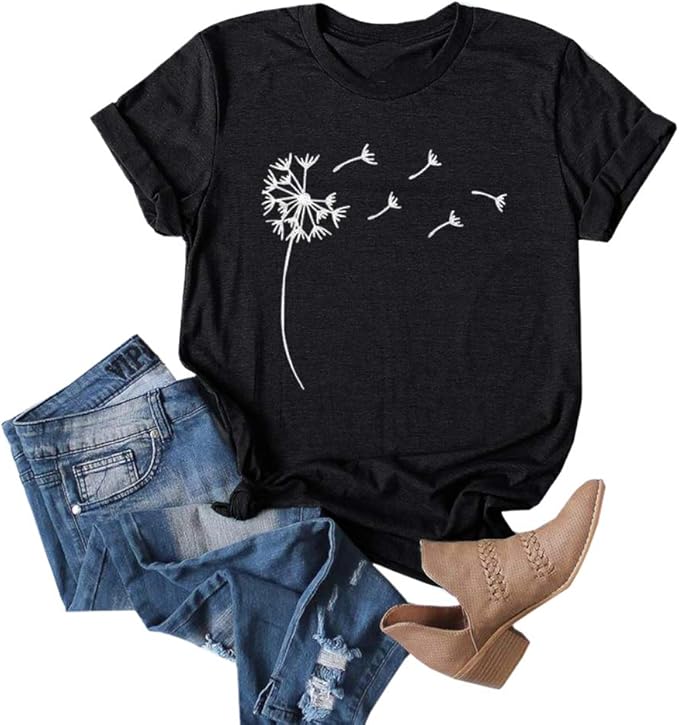 Cicy Bell Women's Dandelion Print T Shirts for Summer Style