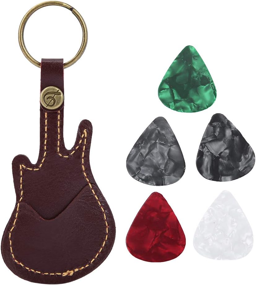 Joyzan Leather Guitar Pick Holder + 5 Picks