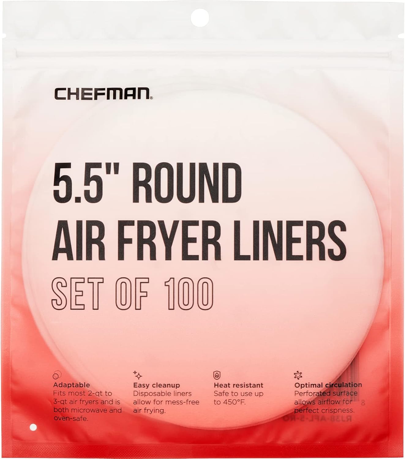 Chefman Air Fryer Liners, 100 Pack - Heat-Resistant Parchment for Easy Clean-Up!