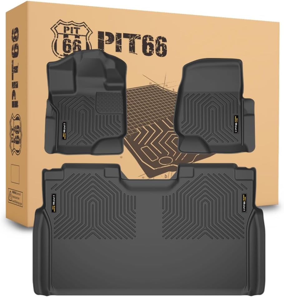 PIT66 Floor Mats Cargo Liners for 2015-2025 Ford F150 Super Crew