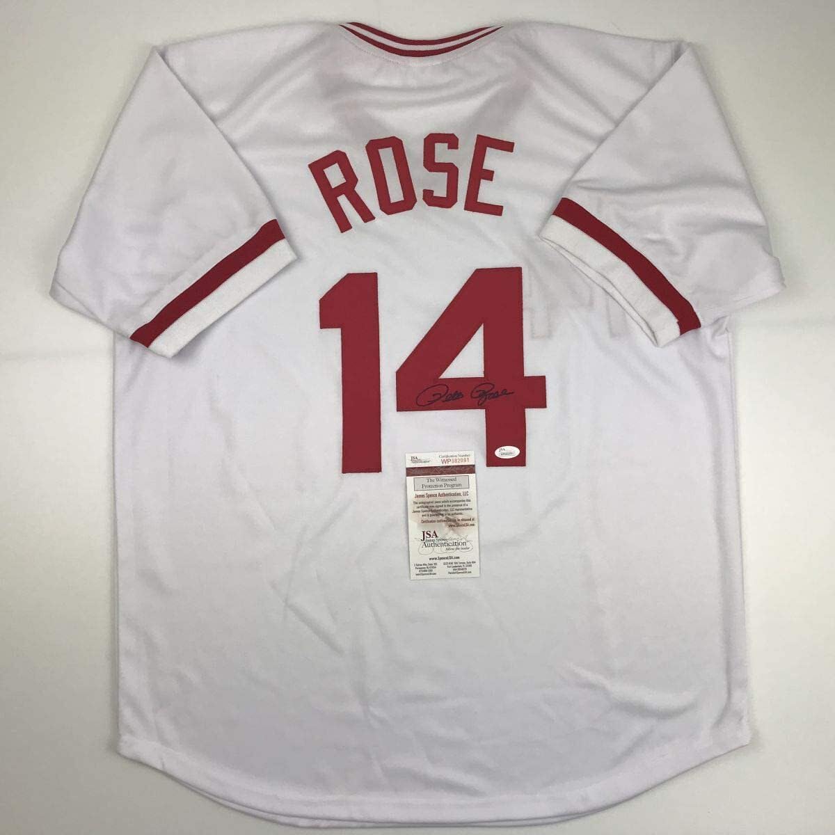 Autographed Pete Rose Cincinnati White Baseball Jersey with COA