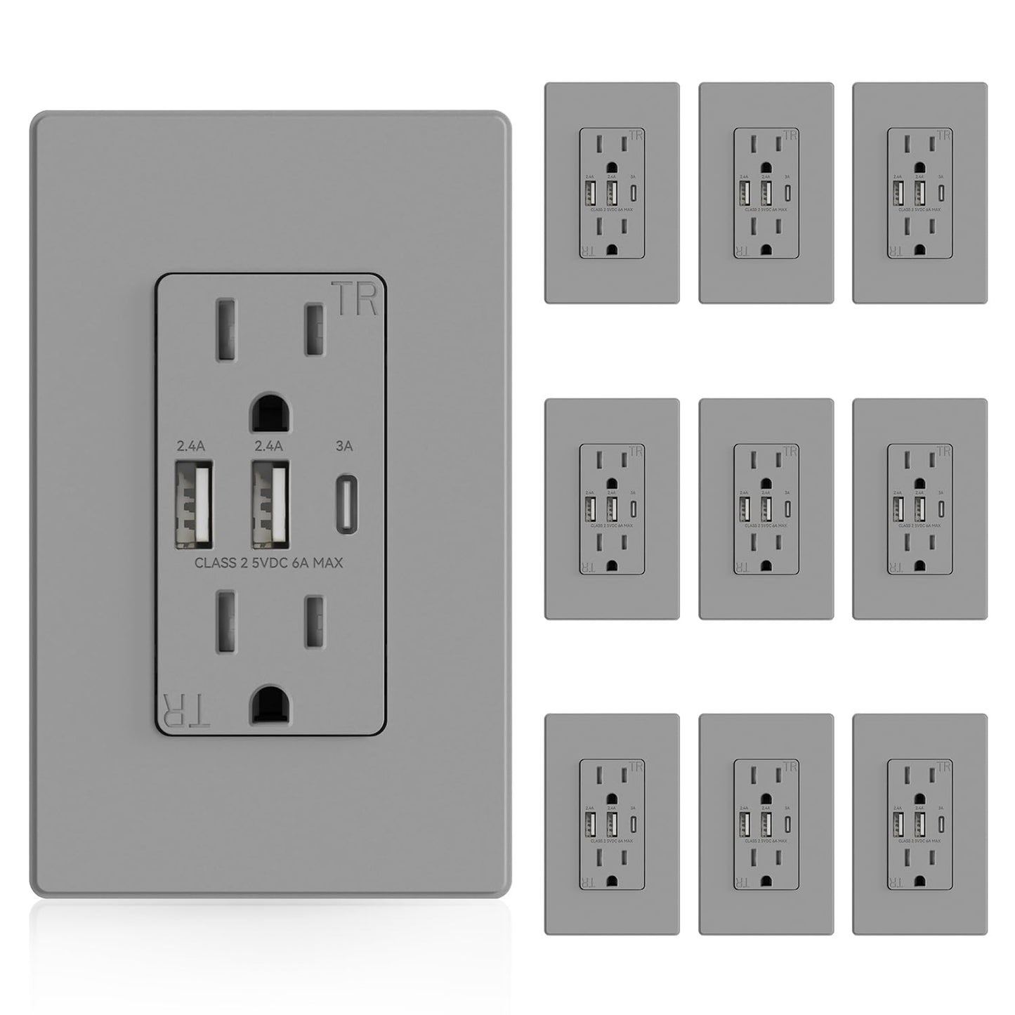 ELEGRP USB Outlets Receptacles with 3 Ports for Efficient Charging
