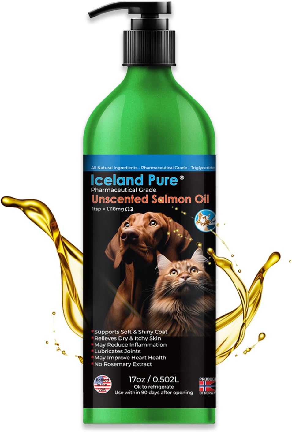 Iceland Pure Salmon Oil for Dogs and Cats - Omega-3 Rich Supplement