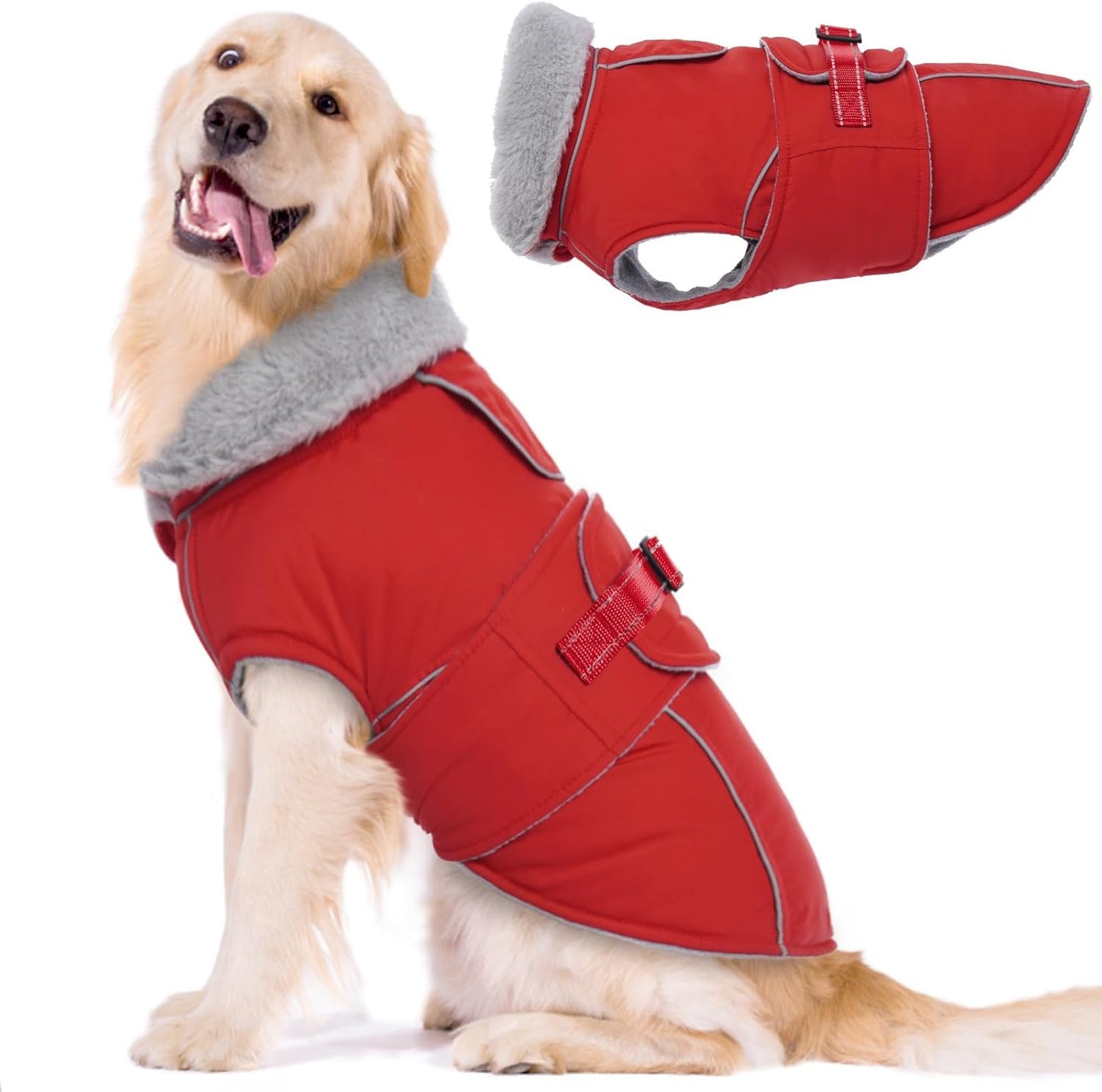Lelepet Warm Dog Coat - Reflective Waterproof Fleece Vest