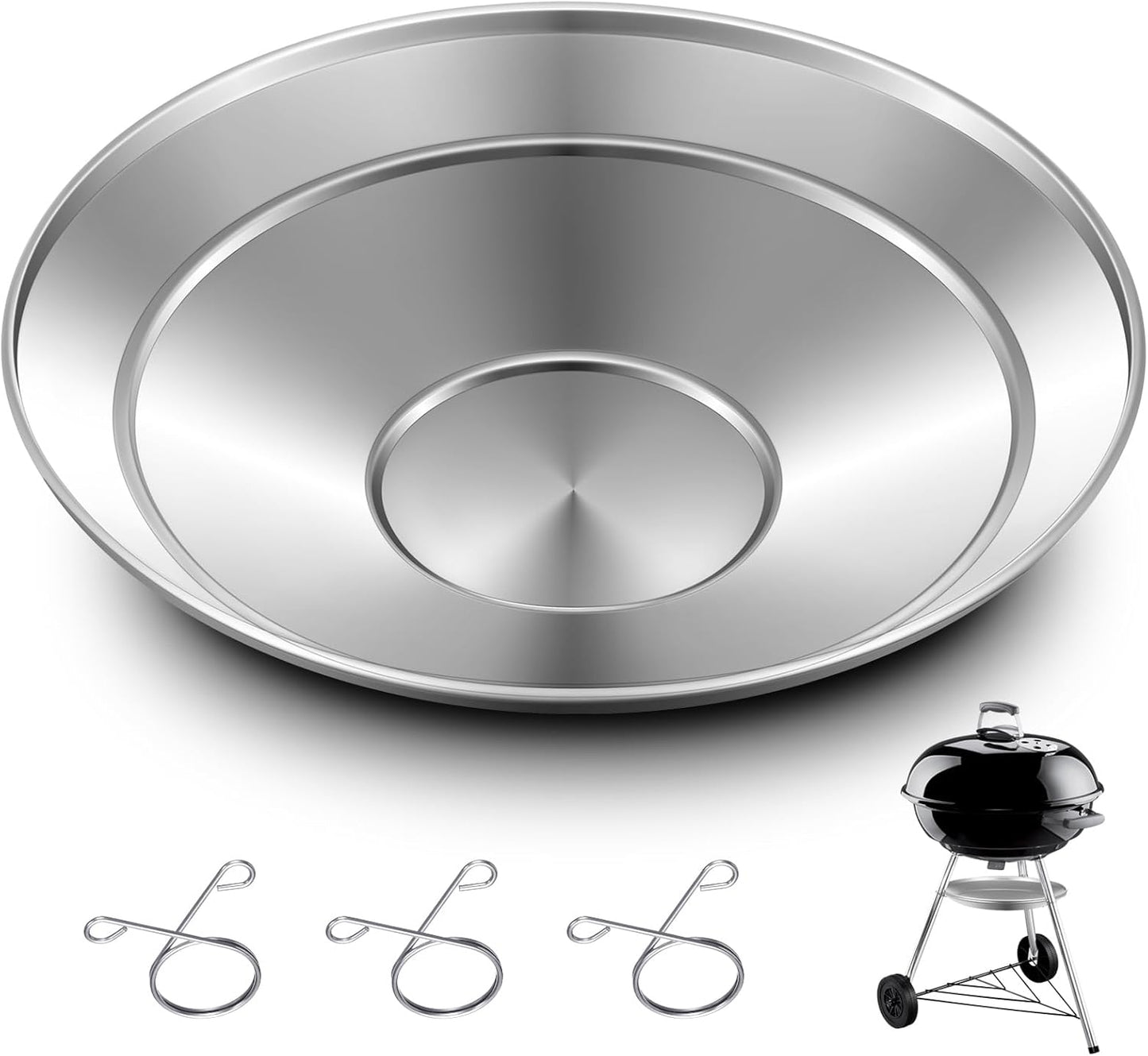 2 Pcs 13-1/2in Diameter Ash Catcher Pan for Charcoal Grill Use