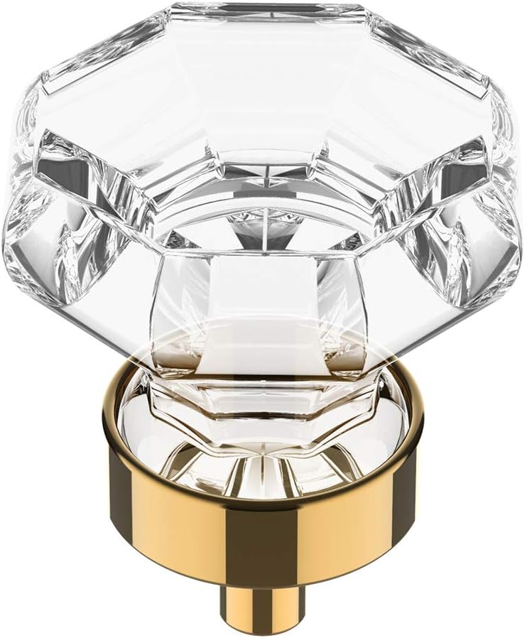 Clear Crystal Cabinet Knobs with Gold Finish for Elegant Spaces
