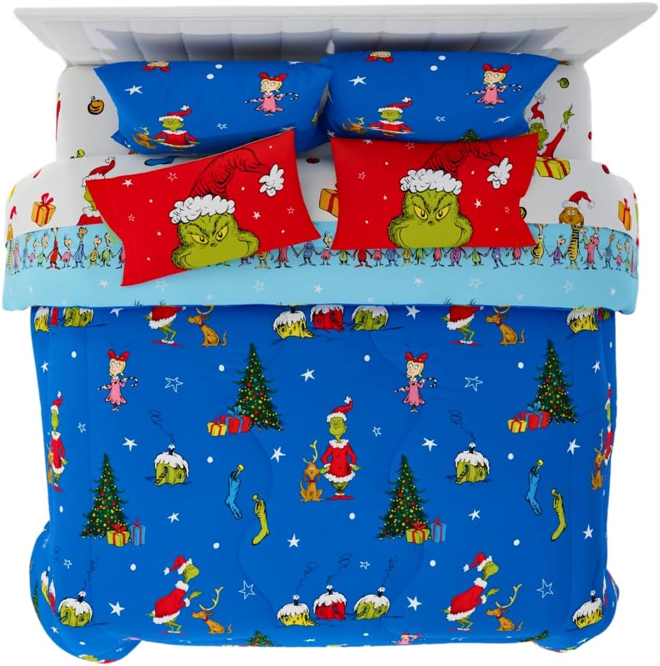 Dr. Seuss Grinch Holiday Bedding Set - Super Soft Comforter