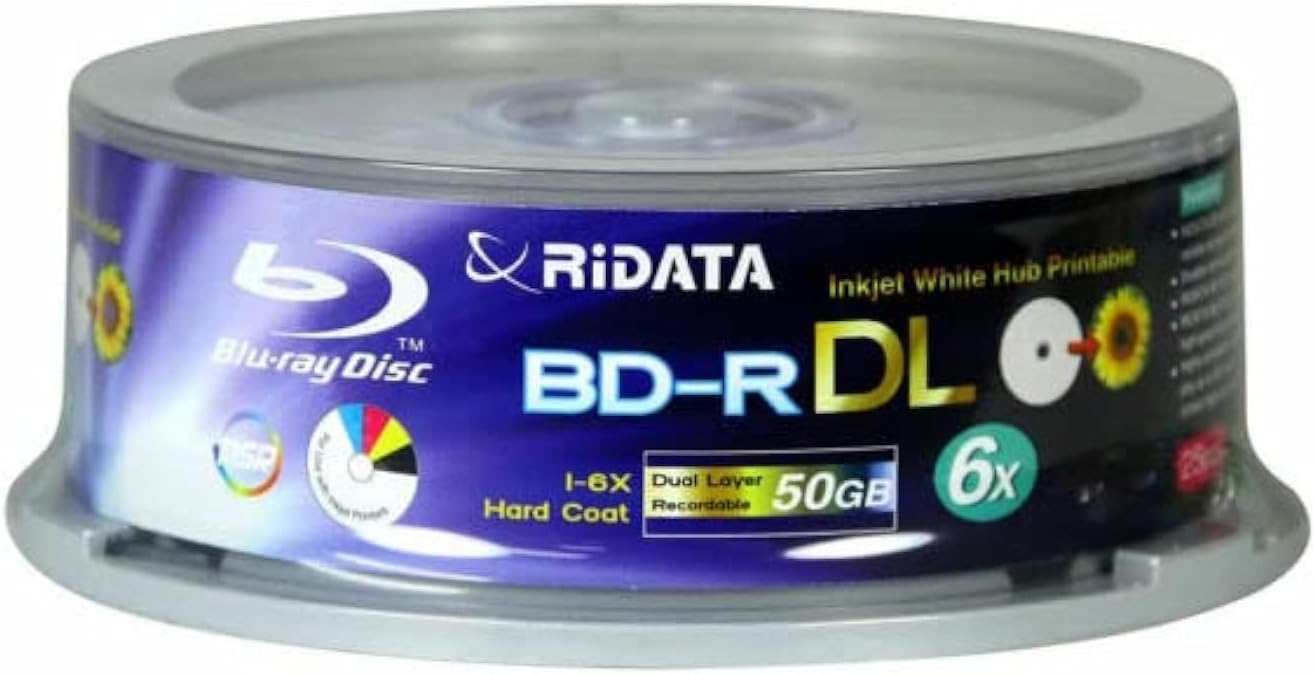 50GB BD-R DL Dual-Layer Blu-Ray Writable Discs for High Capacity