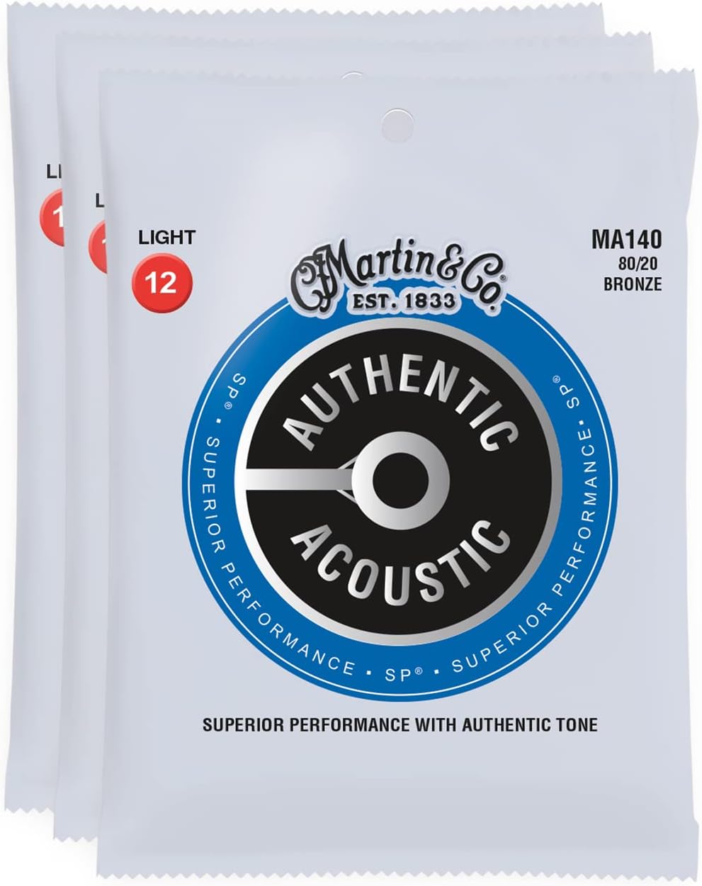 MARTIN MA140 80/20 Bronze Light 3-Pack - Authentic Tone