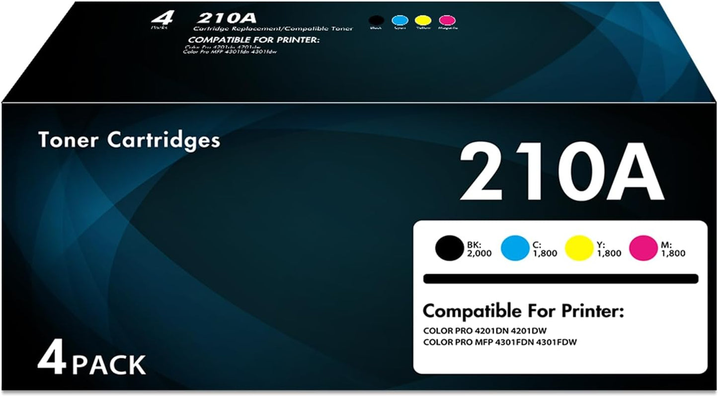 210A Toner Cartridges 4 Pack for HP Color Laserjet Printers