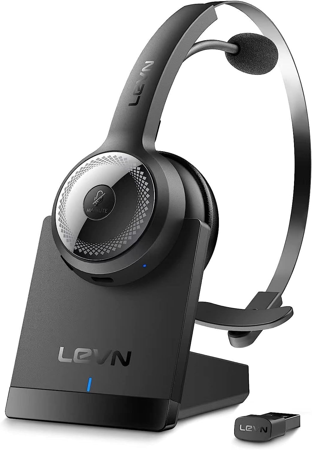 35Hrs LEVN Bluetooth Headset: AI Noise Cancelling Mic