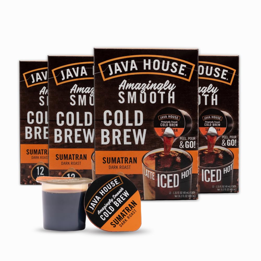 JAVA HOUSE Dark Roast Sumatran Cold Brew Pods for Instant Coffee