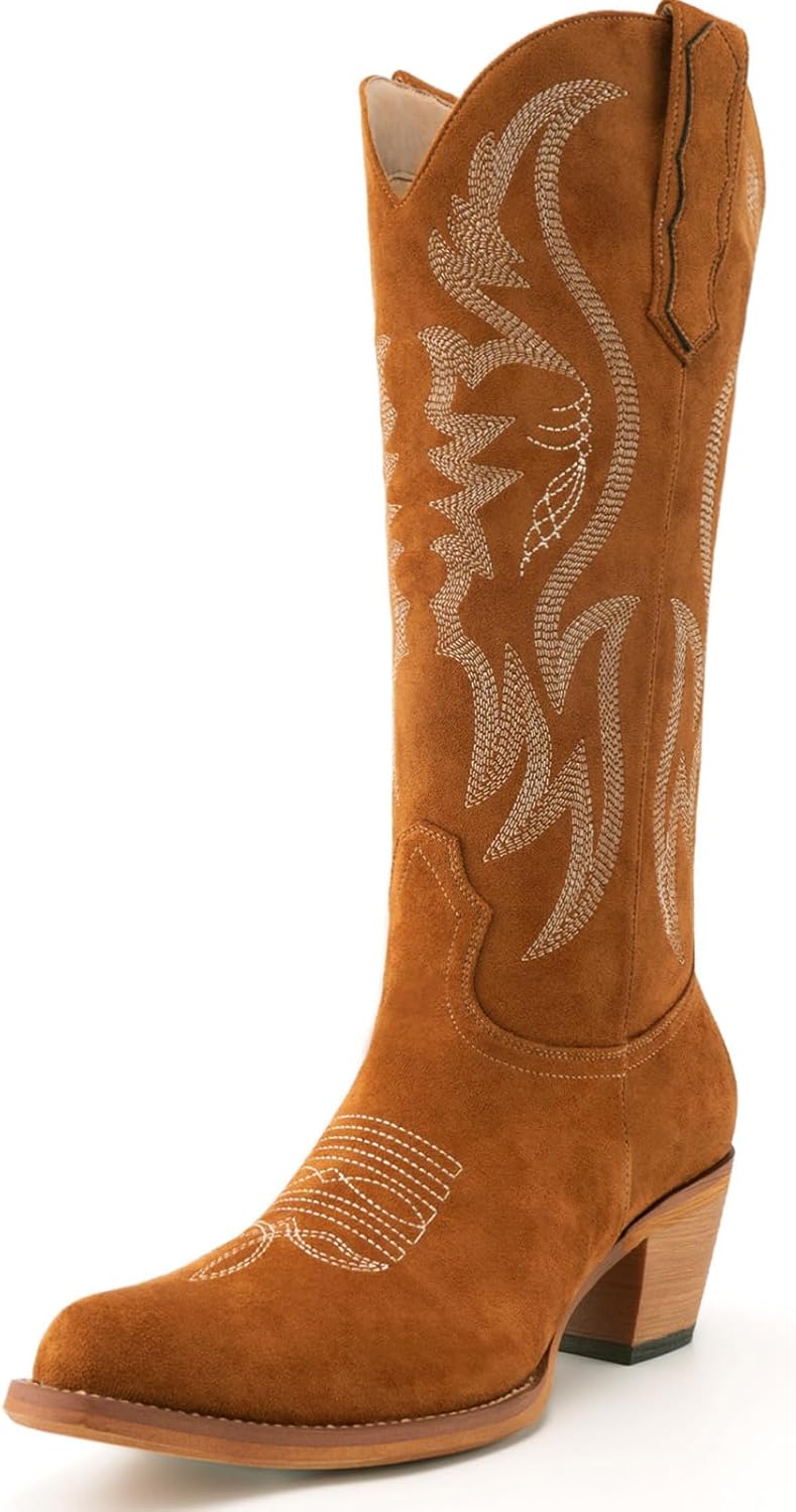 GORBINETI Women Cowboy Boots Mid Calf Stylish Western Design