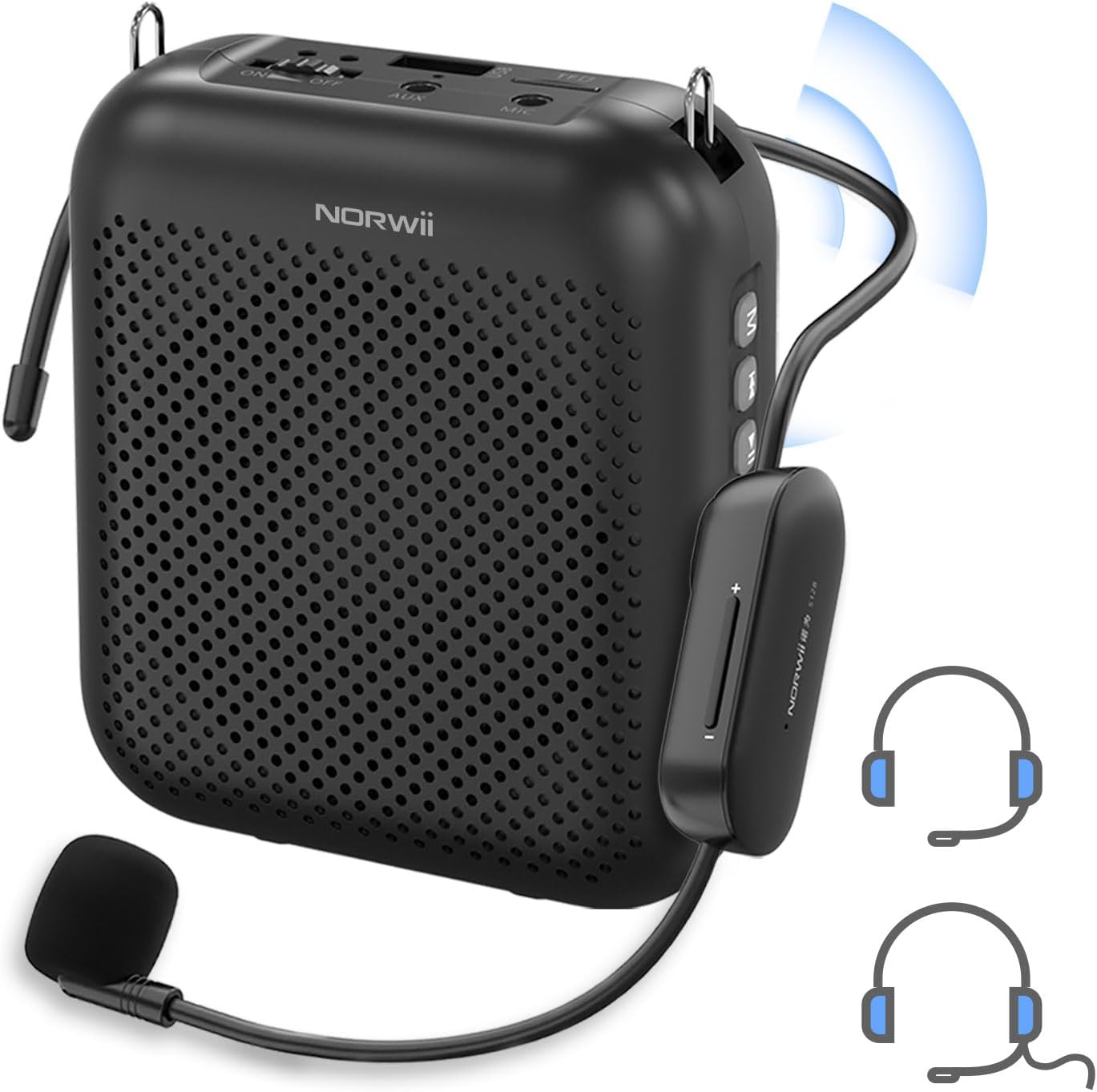 Norwii Portable Voice Amplifier: 2 Headset Mics
