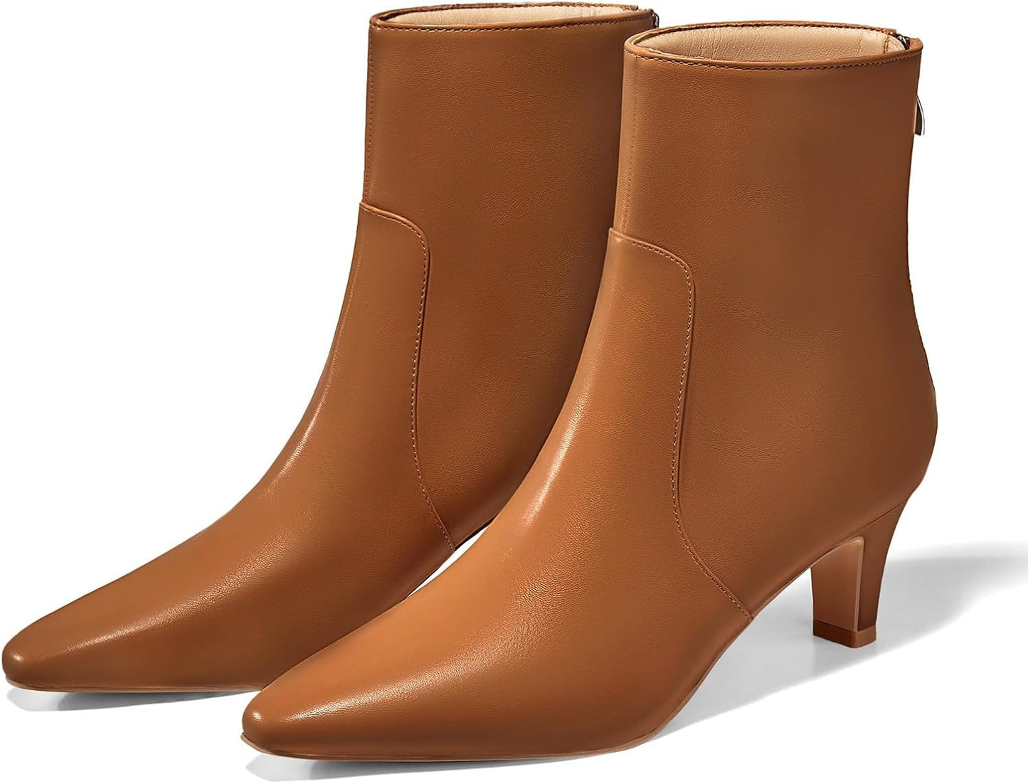 Coutgo Womens Low Kitten Heel Short Boots for Fall Style