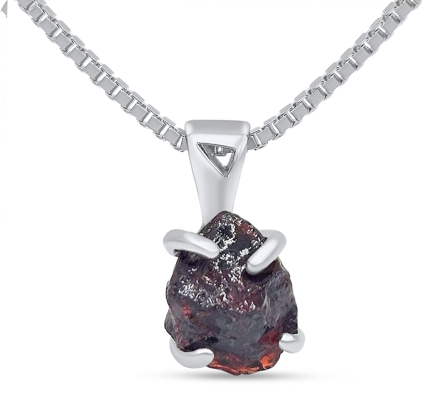 Genuine Raw Garnet Gemstone Pendant Chain Necklace Gift