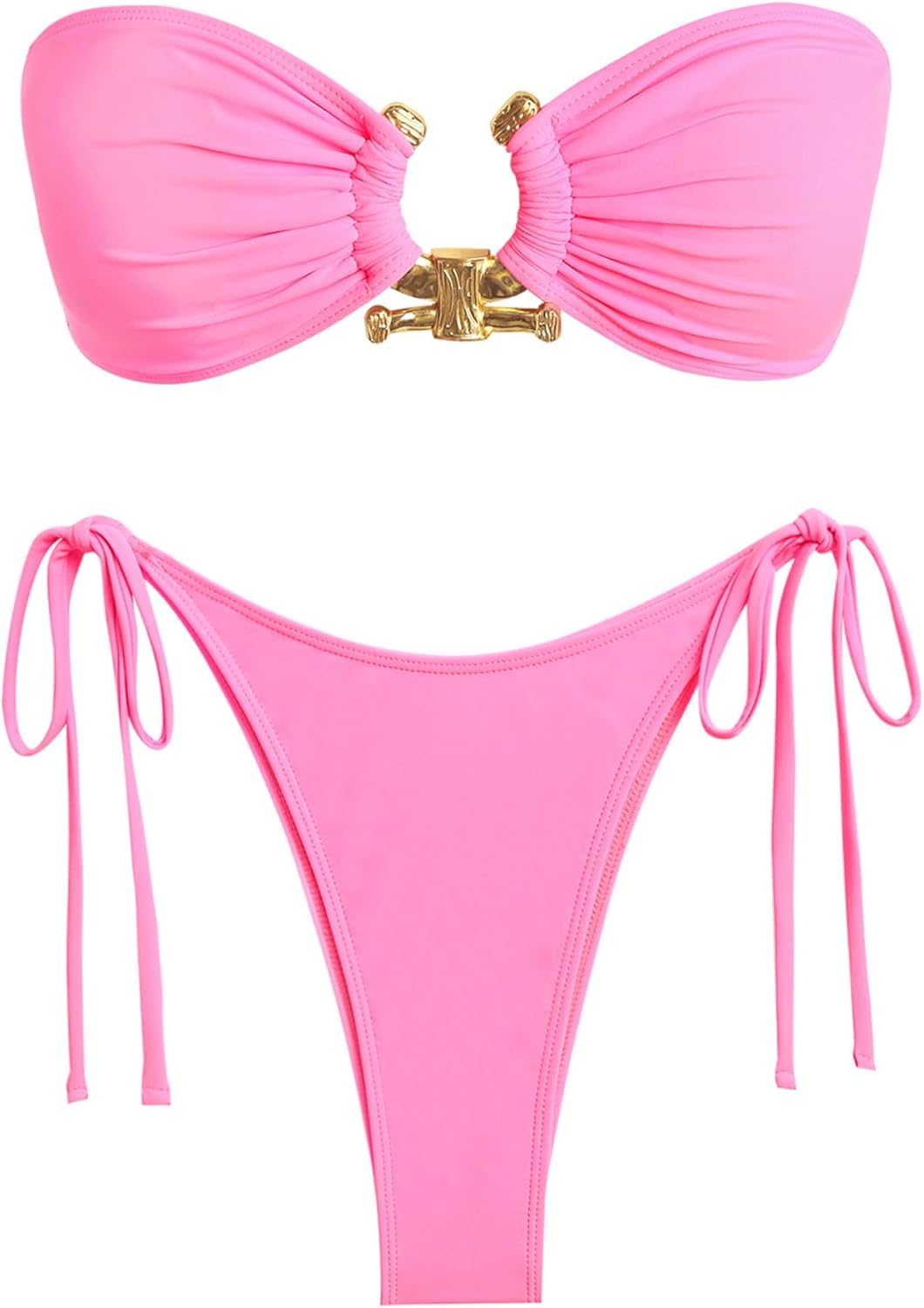 ZAFUL Metal Ring Bandeau Bikini Set for Stylish Beach Days