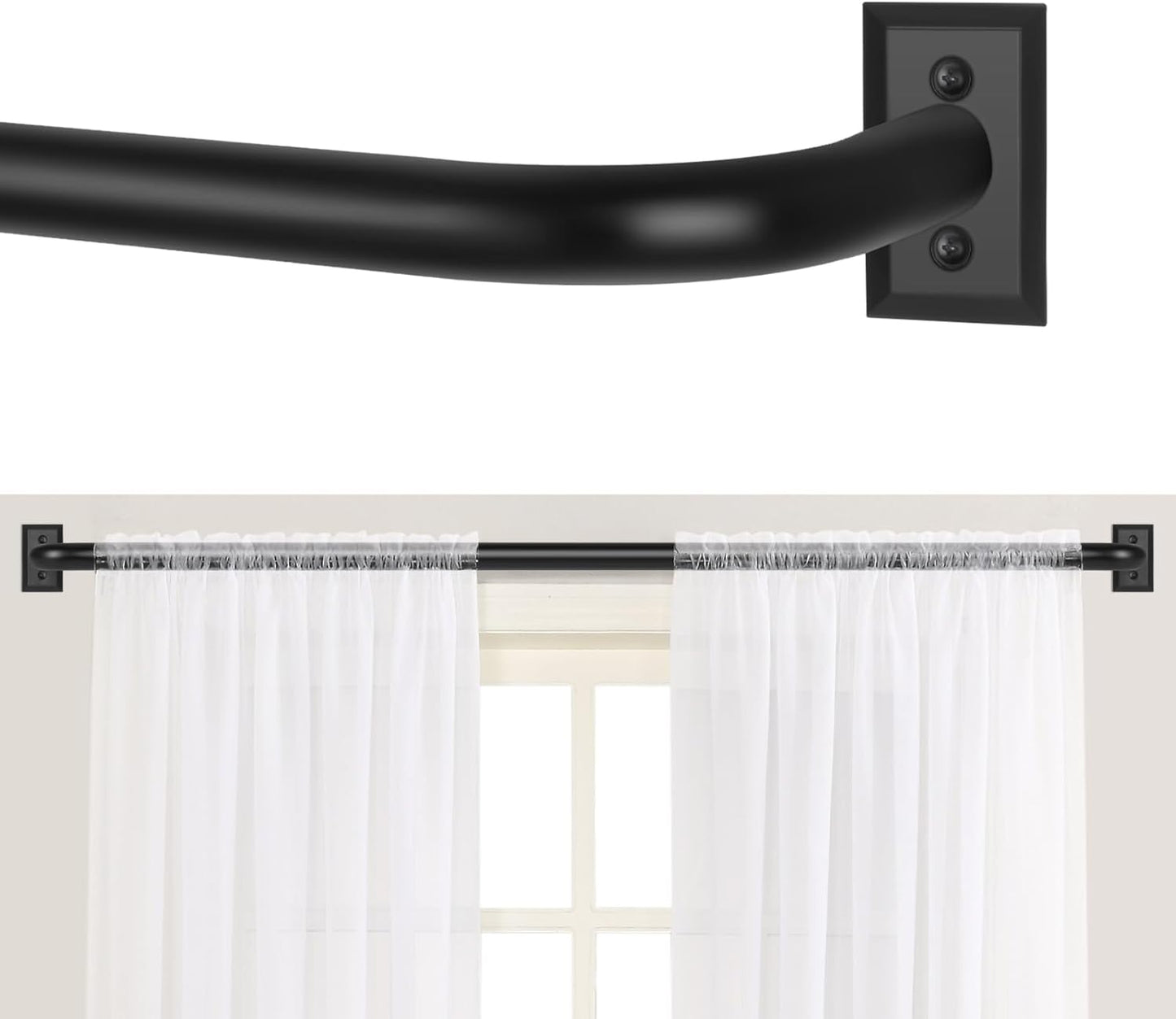 Black Wrap Around Curtain Rods 66 to 120 inch for Modern Homes