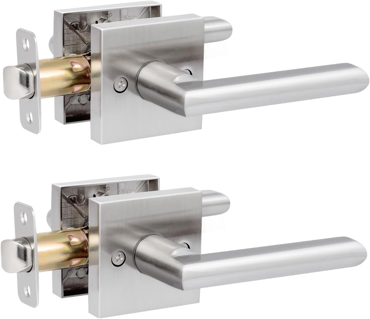 HOSOM 2 Pack Heavy Duty Satin Nickel Door Handles for Modern Homes