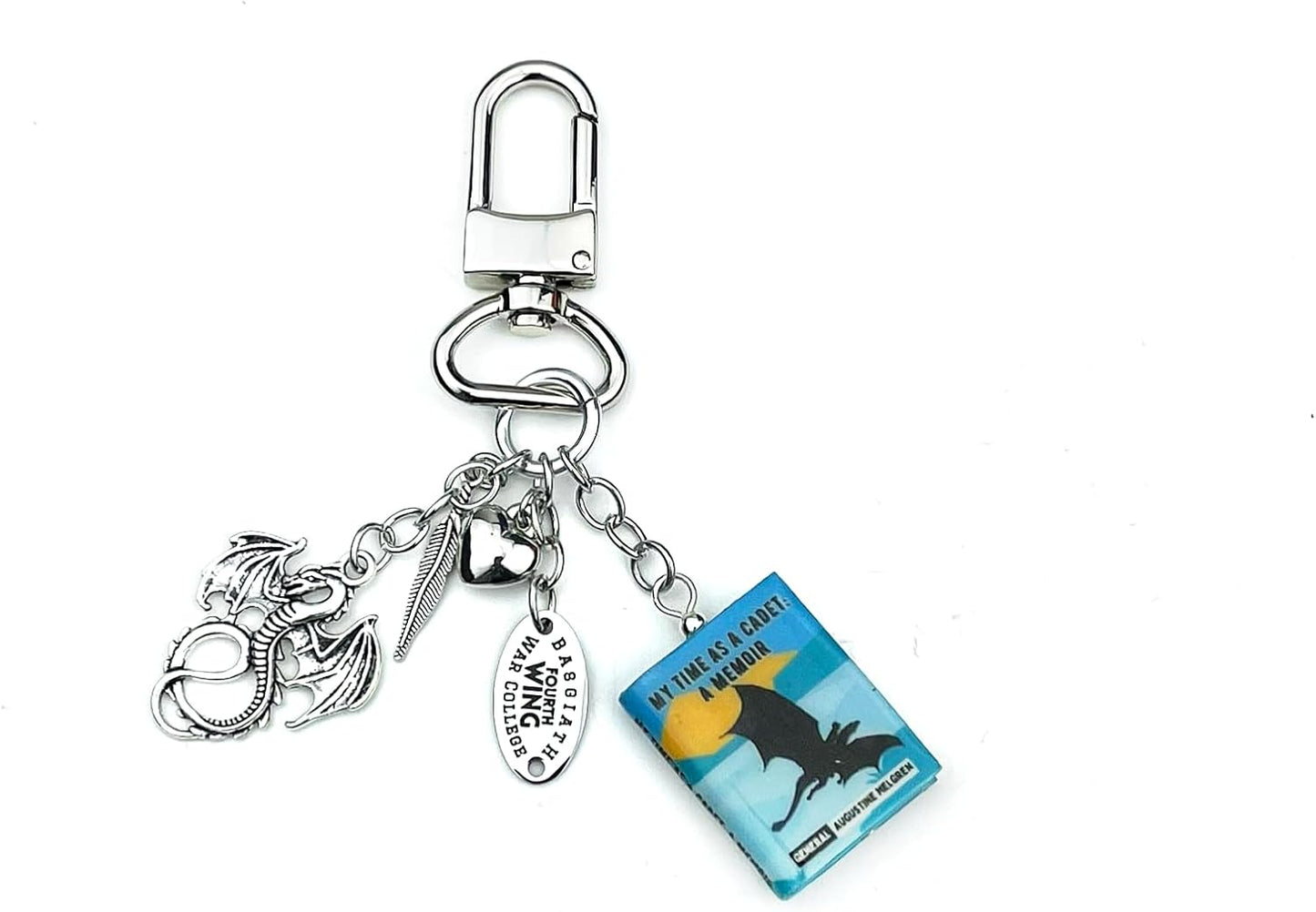 FOURTH WING Mini Book Bag Clip Key Chain Purse Backpack Clasp