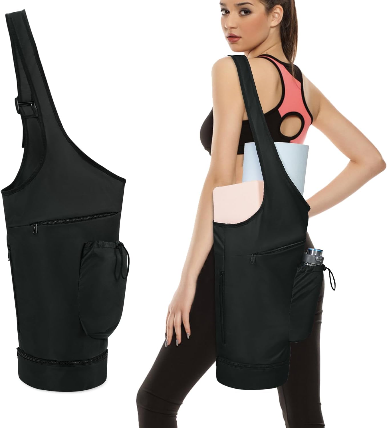Large Opening Yoga Mat Bag with Wet Pocket