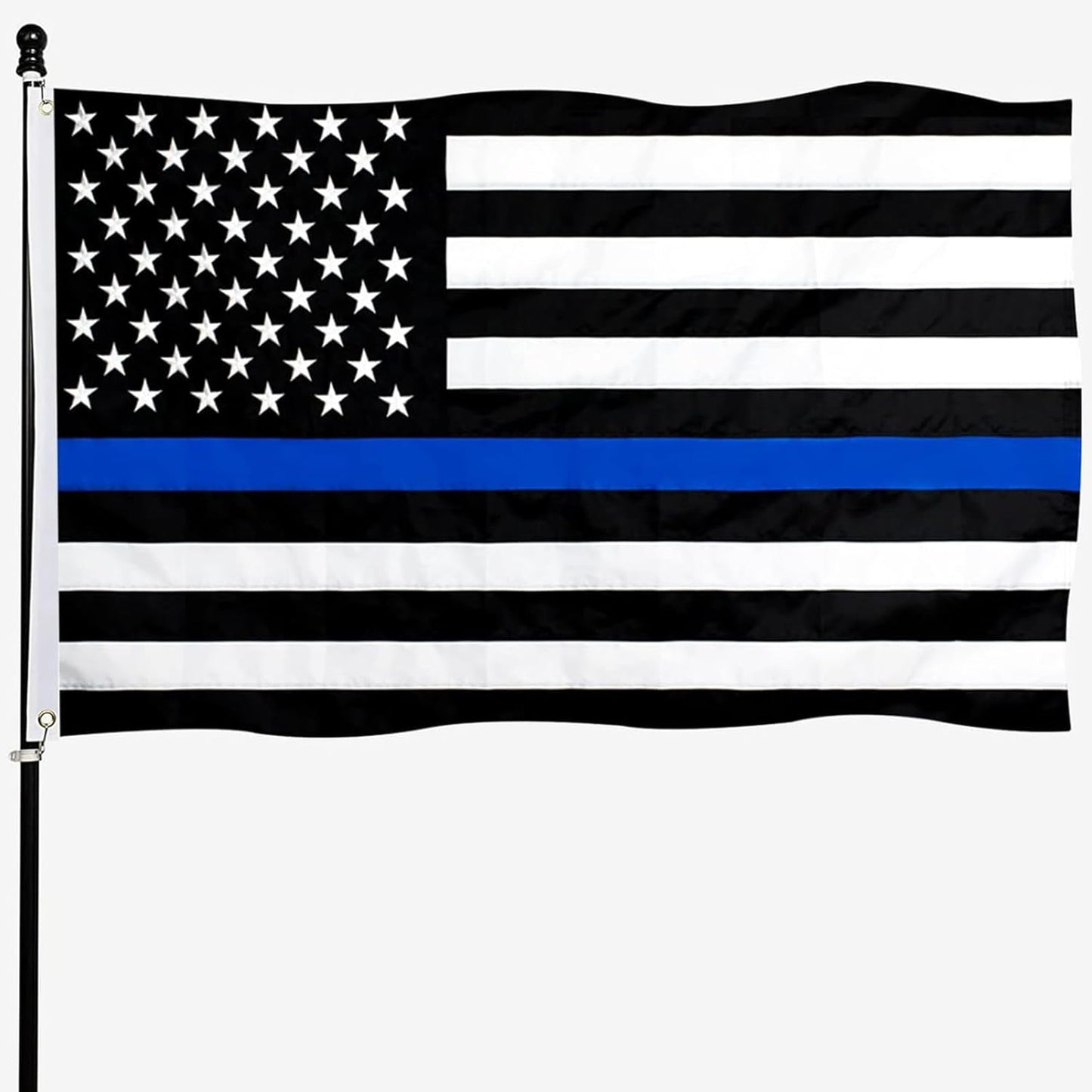 Thin Blue Line Police Flag 5x8 Embroidered Blue Lives Matter