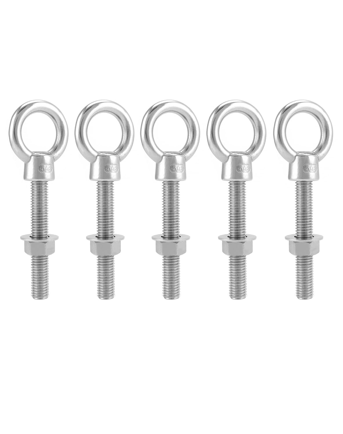 QWORK Threaded Eyebolts - Durable Stainless Steel 5 Pack
