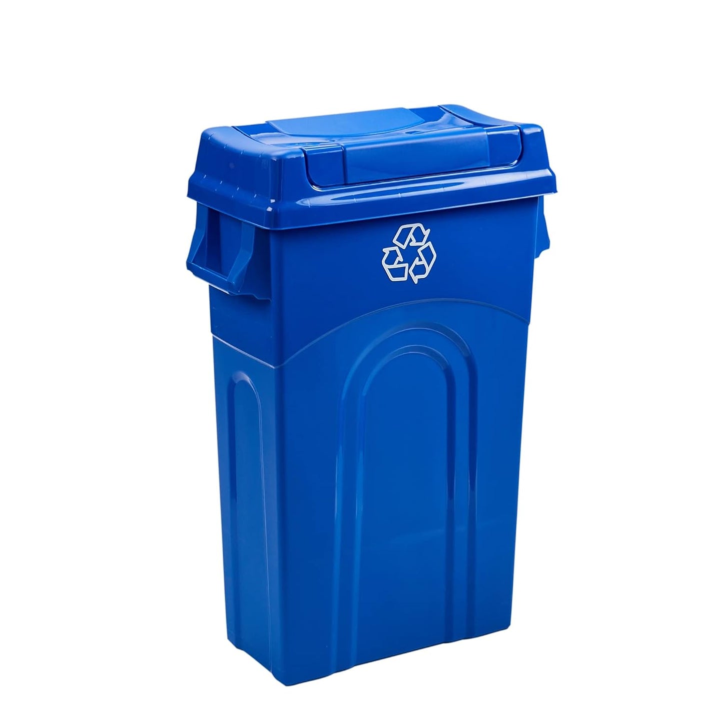 23 Gallon Highboy Plastic Recycling Bin with Swing Top Lid