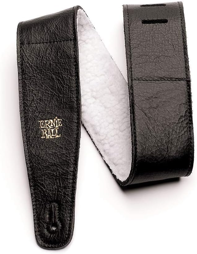 Ernie Ball Italian Leather Guitar Strap with Fur Padding Comfort