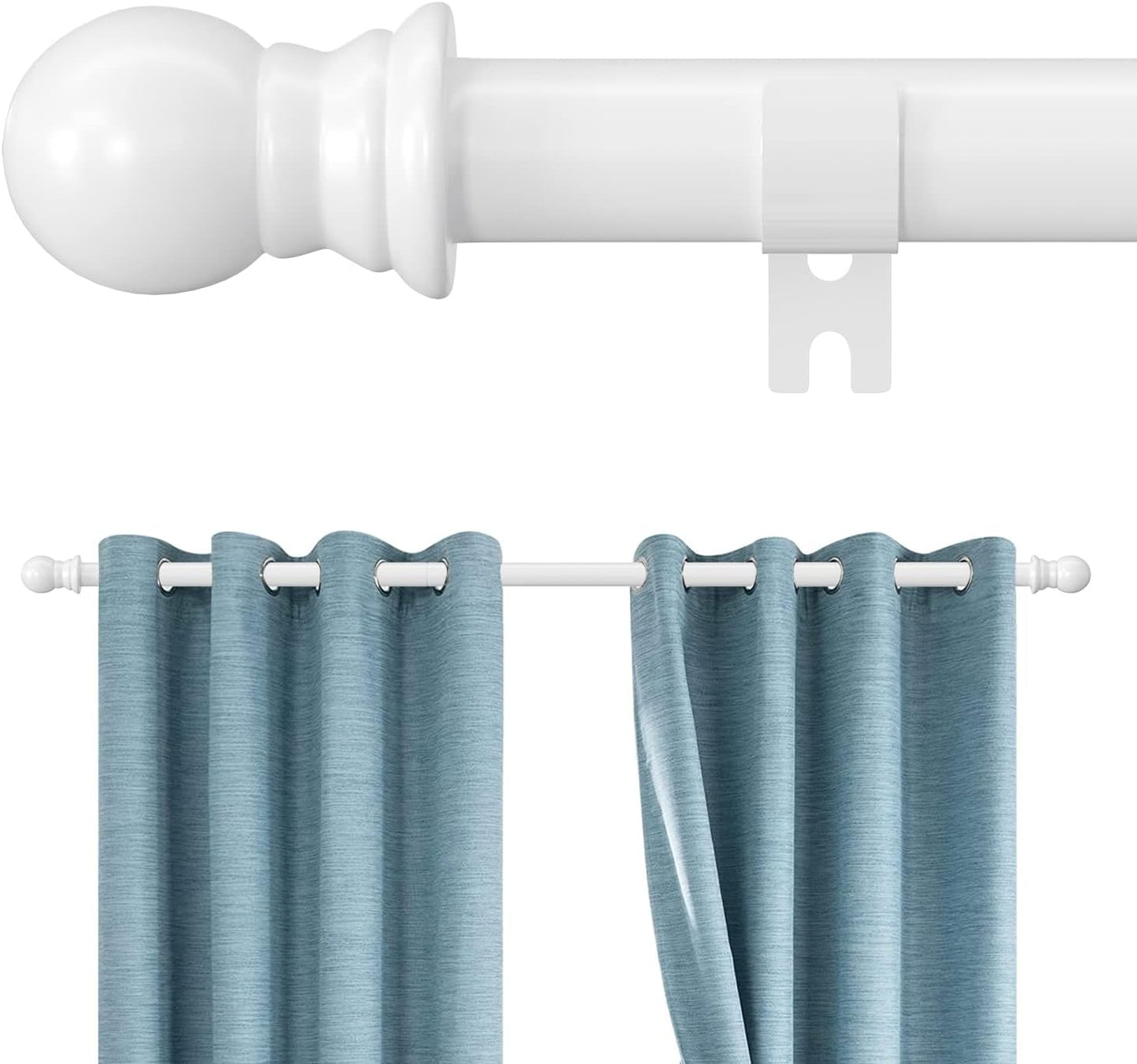 Adjustable 1 Curtain Rod: Easy Install, Heavy Duty, White
