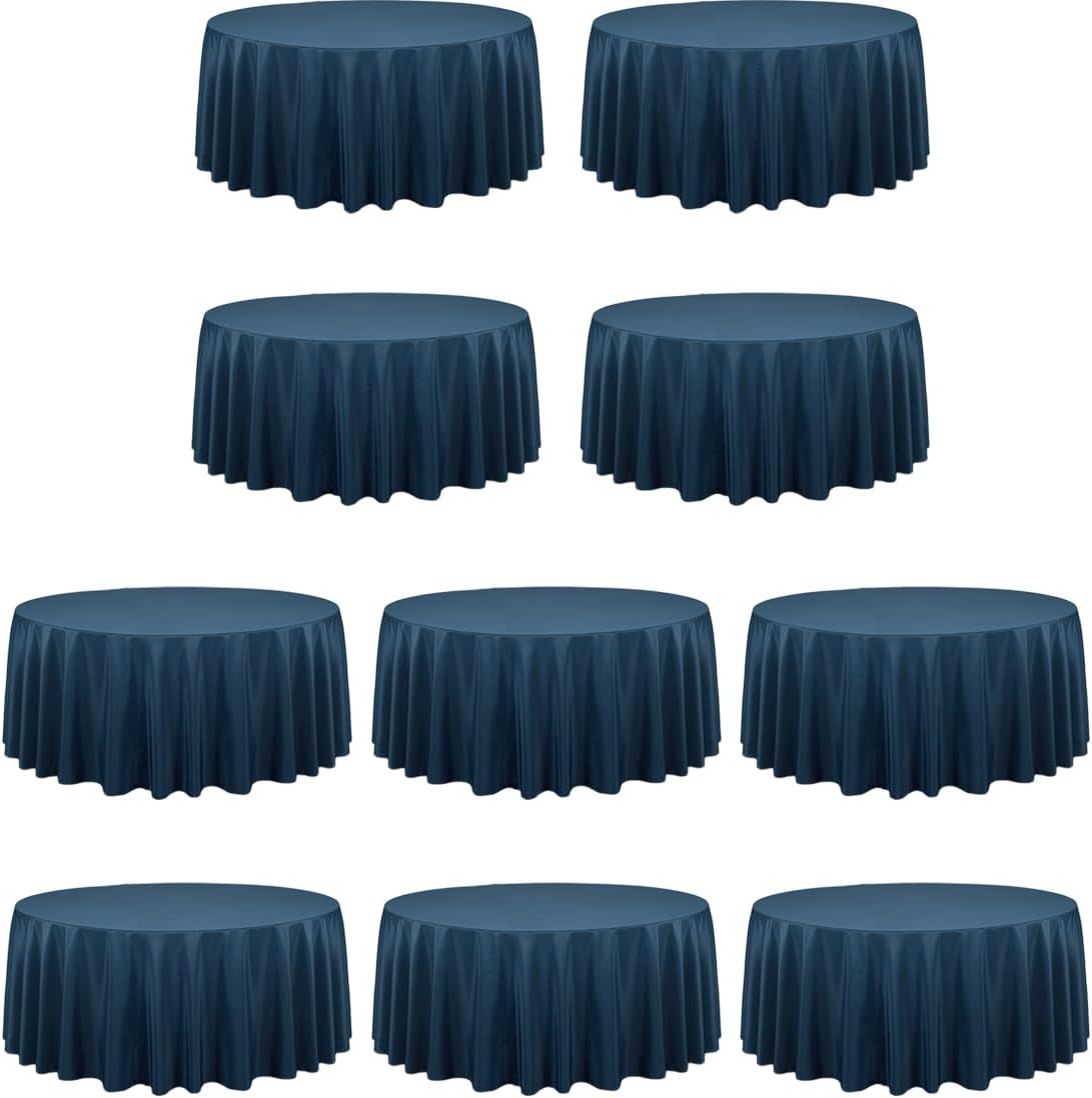 120 Inch Round Tablecloths for 60 Inch Tables - Navy Blue Bulk
