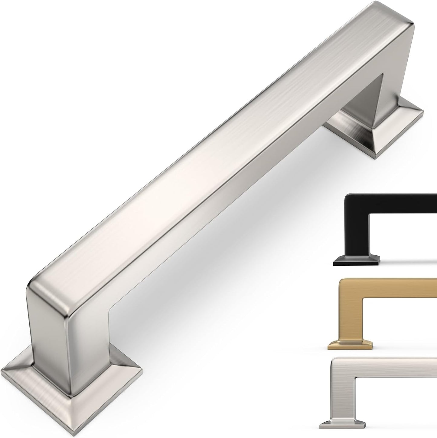 10 Pack 3-3/4 Inch Cabinet Pulls in Brushed Satin Nickel Finish