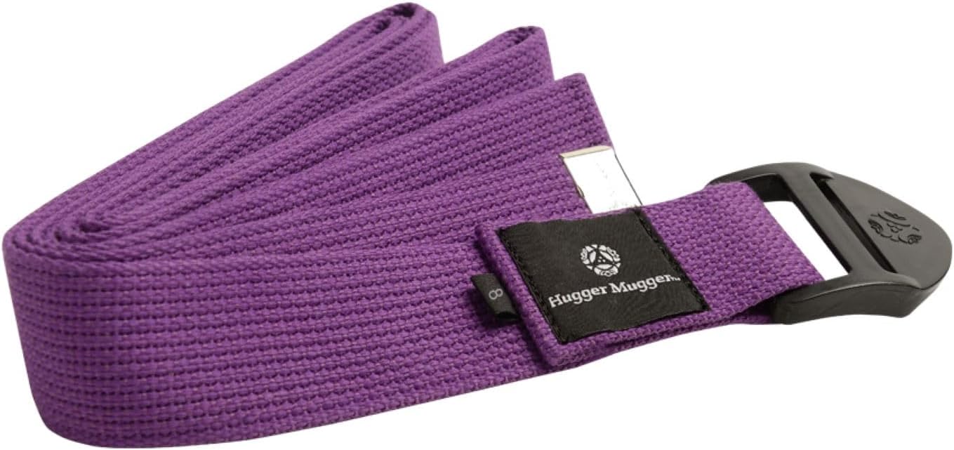 Hugger Mugger Cotton Yoga Strap - Super Strong, Quiet Buckle, Long Length